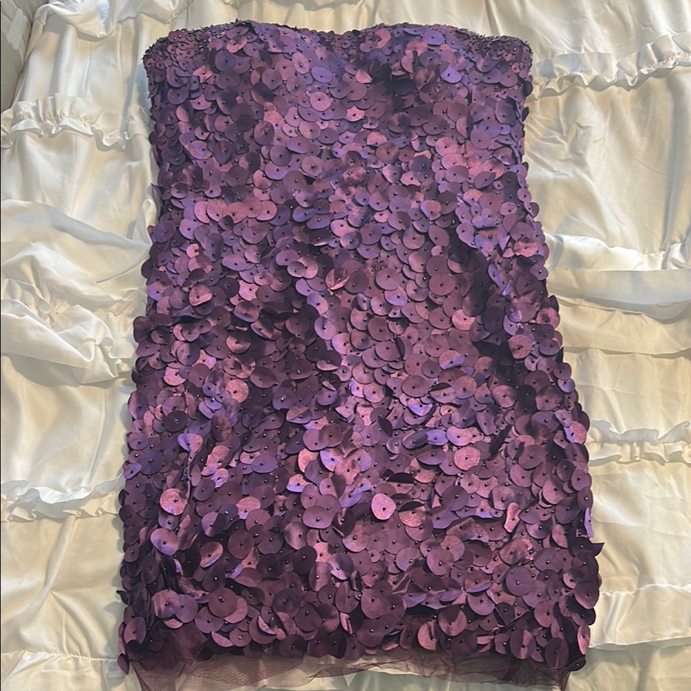 Adrianna Papell Purple Sequin Mini Dress